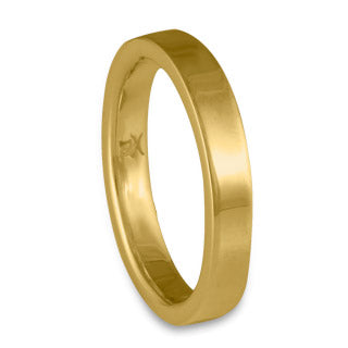 Flat Comfort Fit Wedding Ring, 18K Yellow Gold 3mm Wide by 2mm Thick
