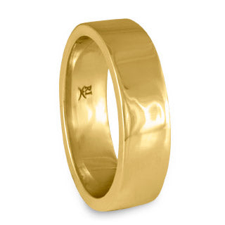 Flat Comfort Fit Wedding Ring, 18K Yellow Gold 6mm Wide by 2mm Thick.