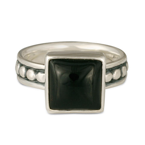 Onyx Square Beaded Ring