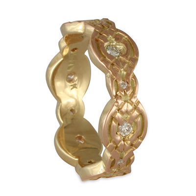 Flow Gold Ring 14K with Diamonds